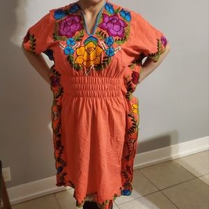 Mexican embroidered butterfly dress